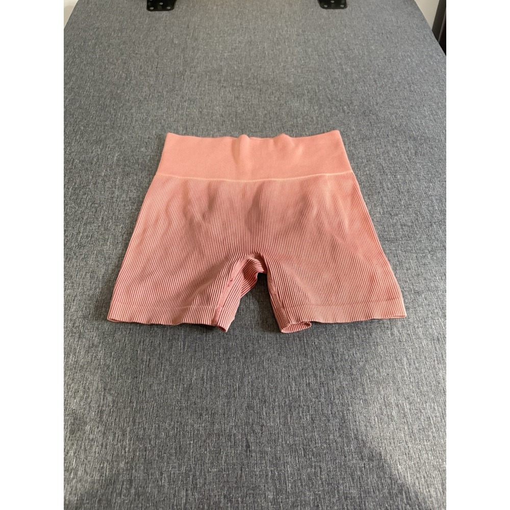 Colsie Women's Biker Shorts Pink Pull-On Ribbed Knit Stretch Solid Regular XL